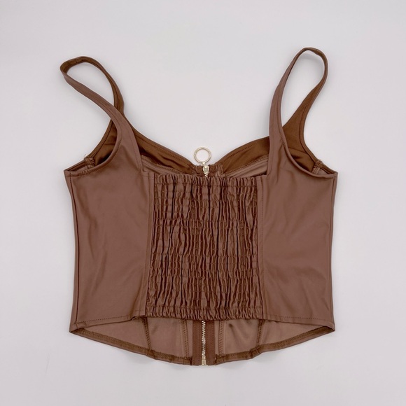 Guess Brown Faux Leather Bustier S NWT - Picture 6 of 9